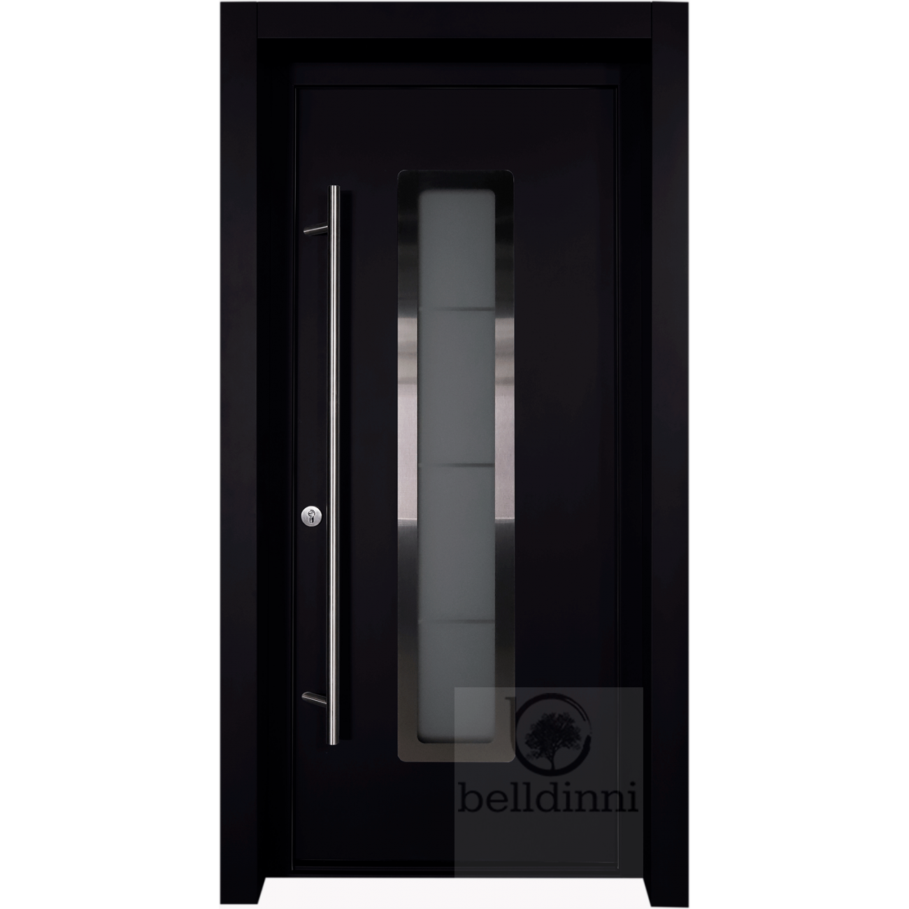 MODERN FRONT STEEL DOOR ARGOS BLACK/WHITE 37 2/5" X 81 1/2" RHI + HARDWARE