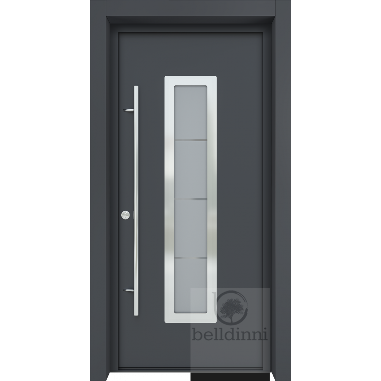 MODERN FRONT STEEL DOOR ARGOS ANTRACIT/WHITE 37 2/5" X 81 1/2" RHI + HARDWARE