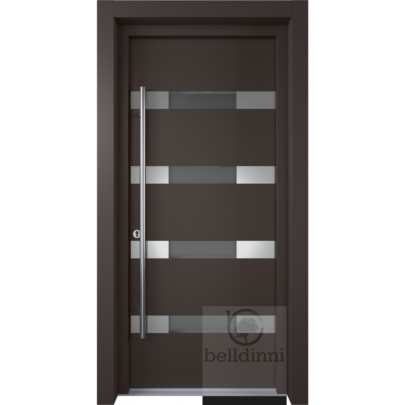 MODERN FRONT STEEL DOOR AURA BROWN/WHITE 37 2/5" X 81 1/2" RHI + HARDWARE