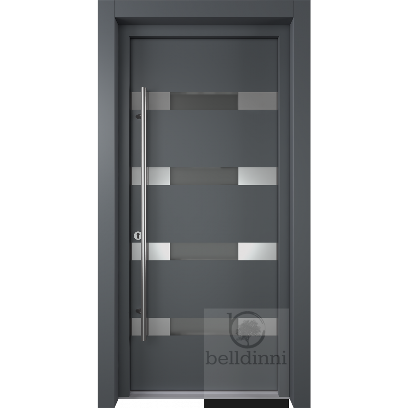 MODERN FRONT STEEL DOOR AURA ANTRACIT/WHITE 37 2/5" X 81 1/2" RHI + HARDWARE