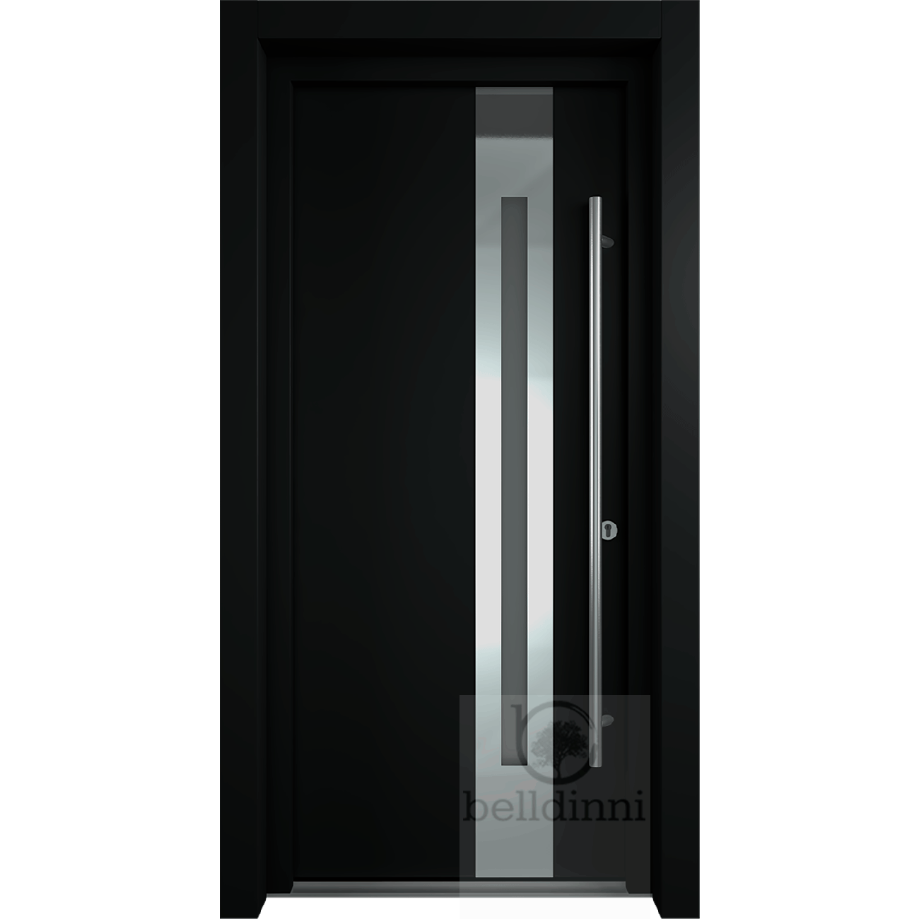 MODERN FRONT STEEL DOOR ZEPHYR BLACK/WHITE 37 2/5" X 81 1/2" LHI + HARDWARE