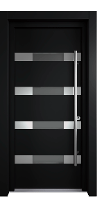 MODERN FRONT STEEL DOOR AURA BLACK/WHITE 37 2/5" X 81 1/2" LHI + HARDWARE