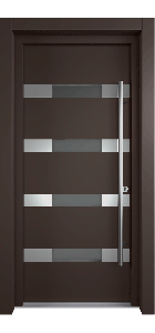 MODERN FRONT STEEL DOOR AURA BROWN/WHITE 37 2/5" X 81 1/2" LHI + HARDWARE