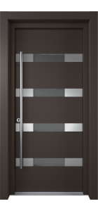 MODERN FRONT STEEL DOOR AURA BROWN/WHITE 37 2/5" X 81 1/2" RHI + HARDWARE