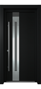 MODERN FRONT STEEL DOOR ZEPHYR BLACK/WHITE 37 2/5" X 81 1/2" RHI + HARDWARE