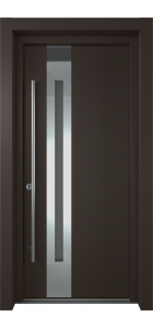MODERN FRONT STEEL DOOR ZEPHYR BROWN/WHITE 37 2/5" X 81 1/2" RHI + HARDWARE